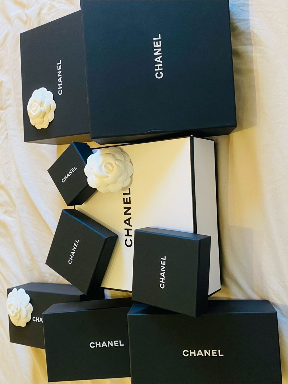 🛍️Chanel Authentic Branded Boxes & Camellias. See listing for pricing.